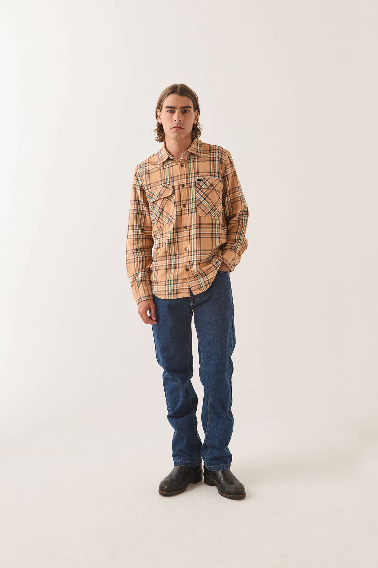 brixton-bowery-flannel-khaki-multi-karohemd-herren image 2