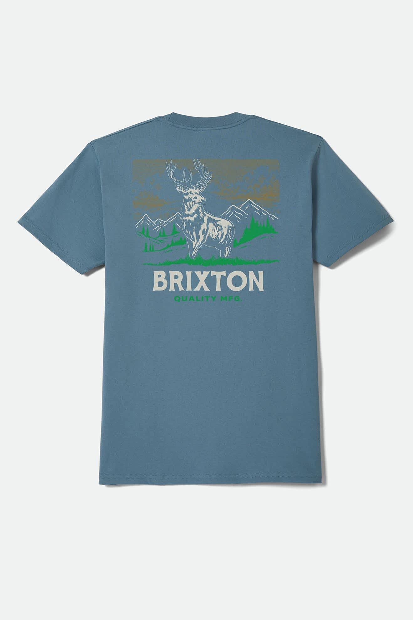 brixton-oakmont-standard-t-shirt-harbor-blue-print image 2