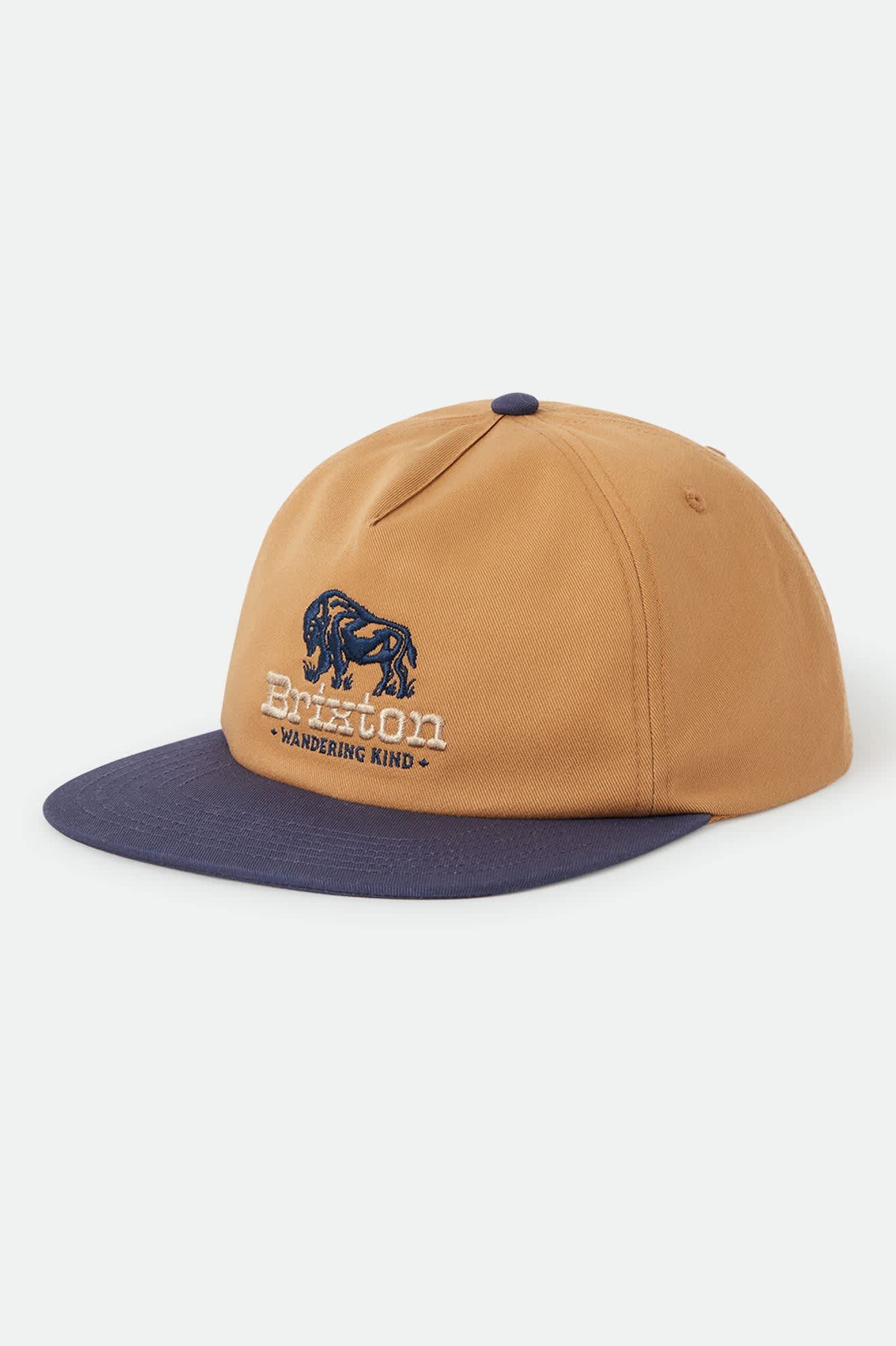 brixton-drifter-netplus-snapback-brown-sugar-navy-patch image 1