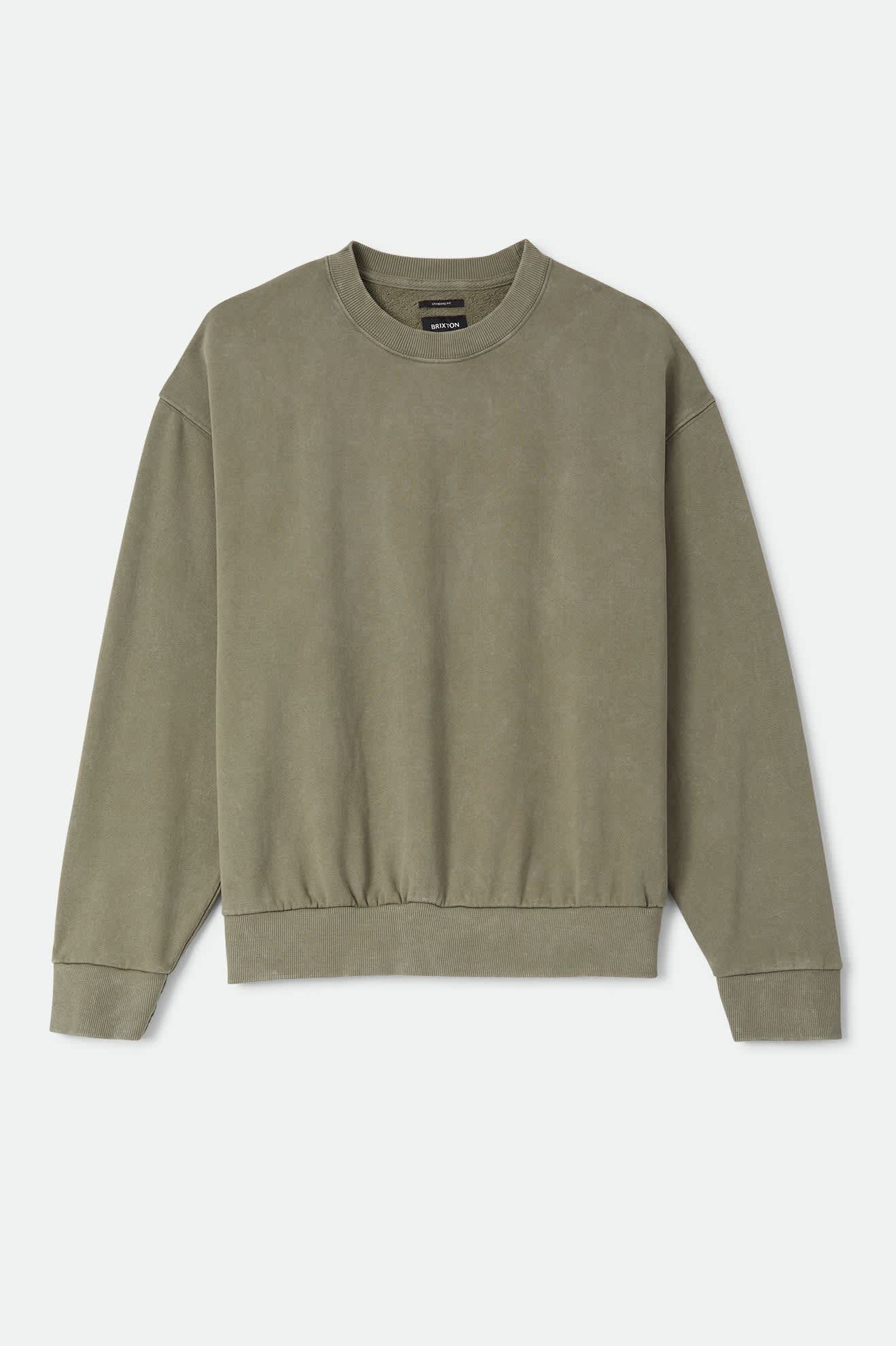 brixton-baseline-crew-sweatshirt-olive-vintage-wash image 1