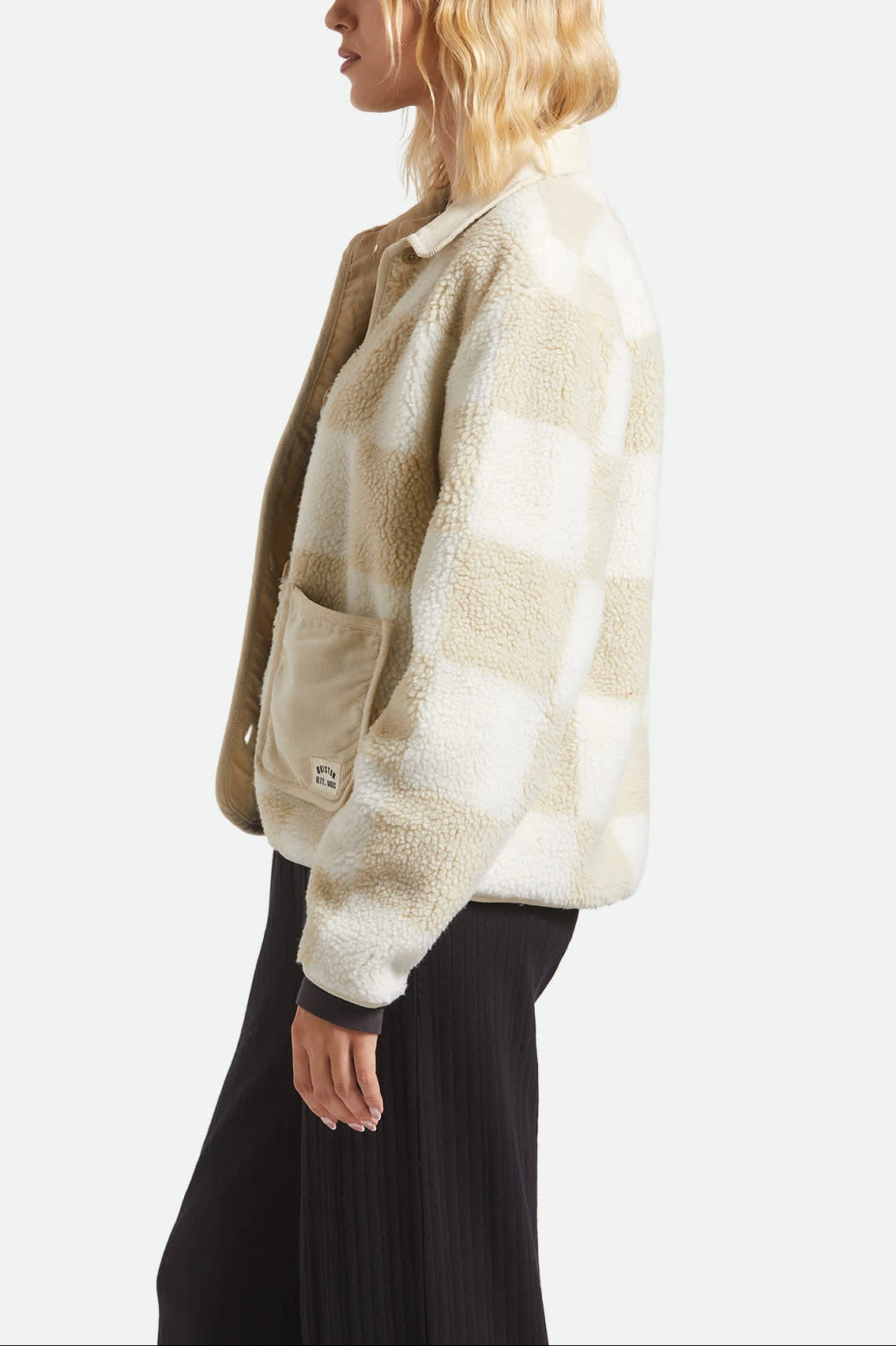 brixton-delilah-sherpa-jacke-white-natural-checker image 3
