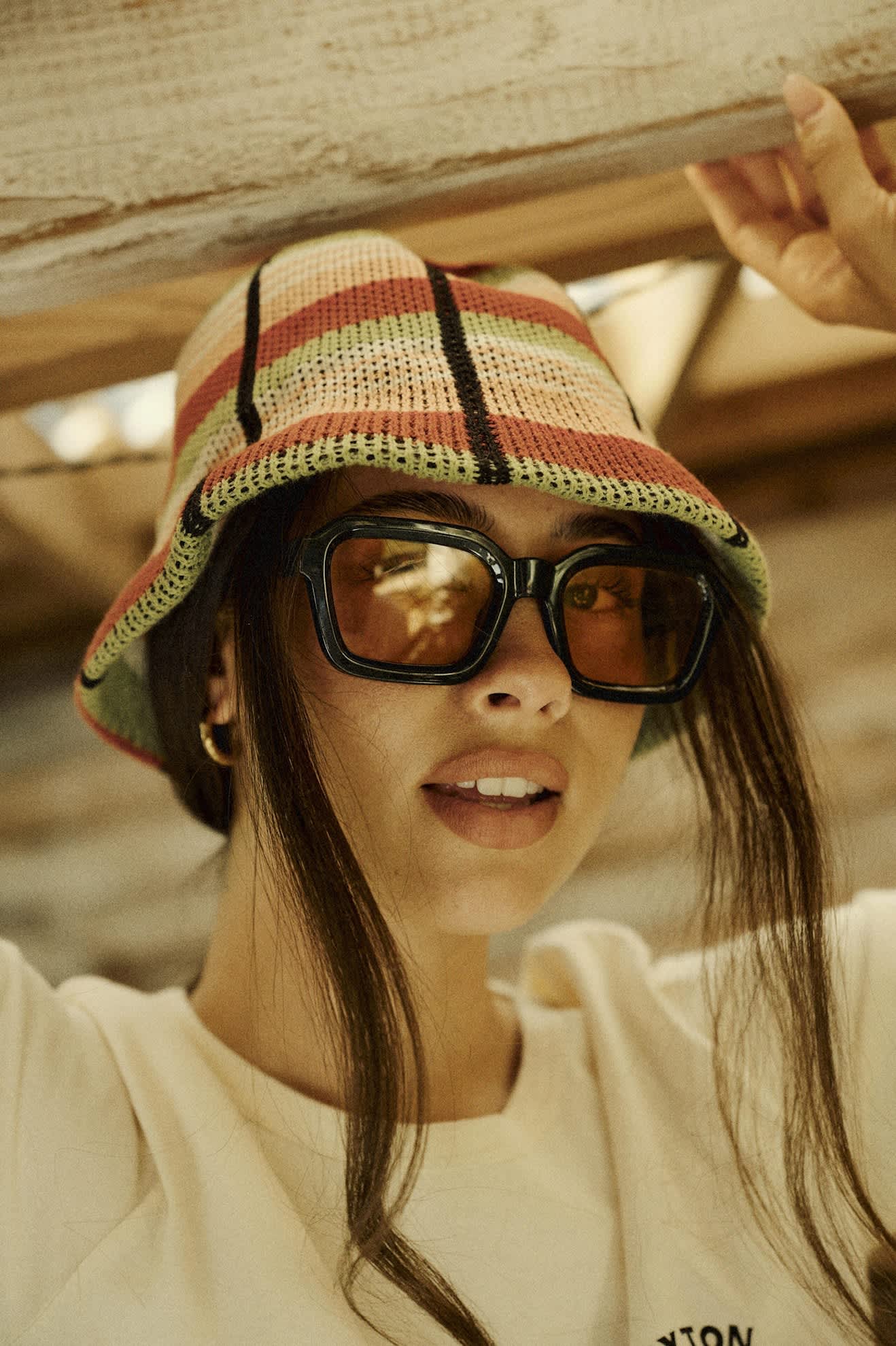 brixton-redding-knit-bucket-hut-peach-cobbler-multi-stripe-baumwolle image 2