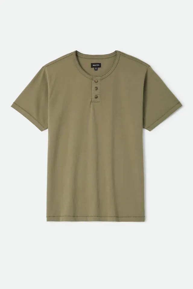 brixton-baseline-henley-t-shirt-olive-surplus-vintage-wash image 1