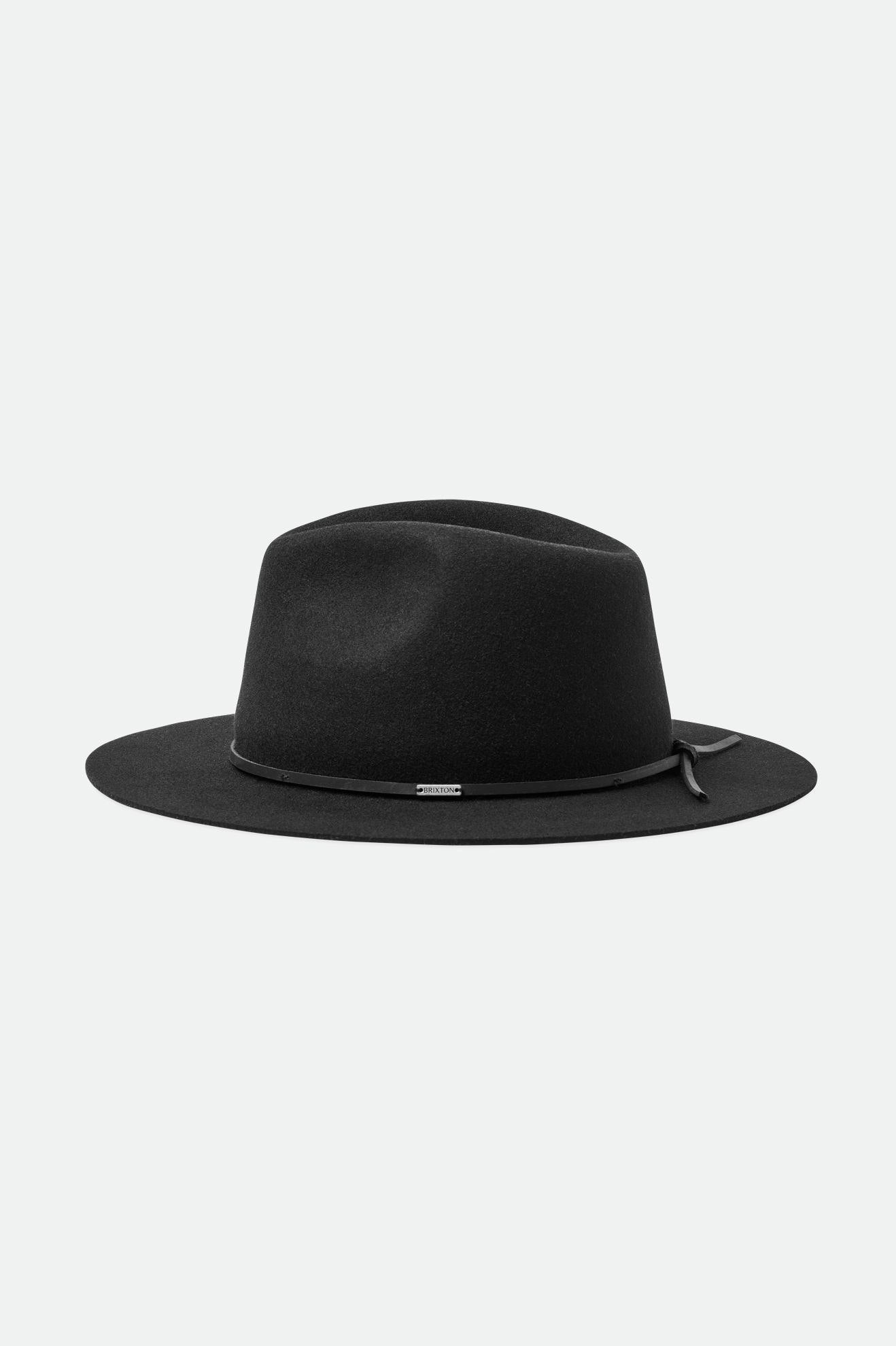 brixton-wesley-fedora-black-wollfilzhut-lederband image 3
