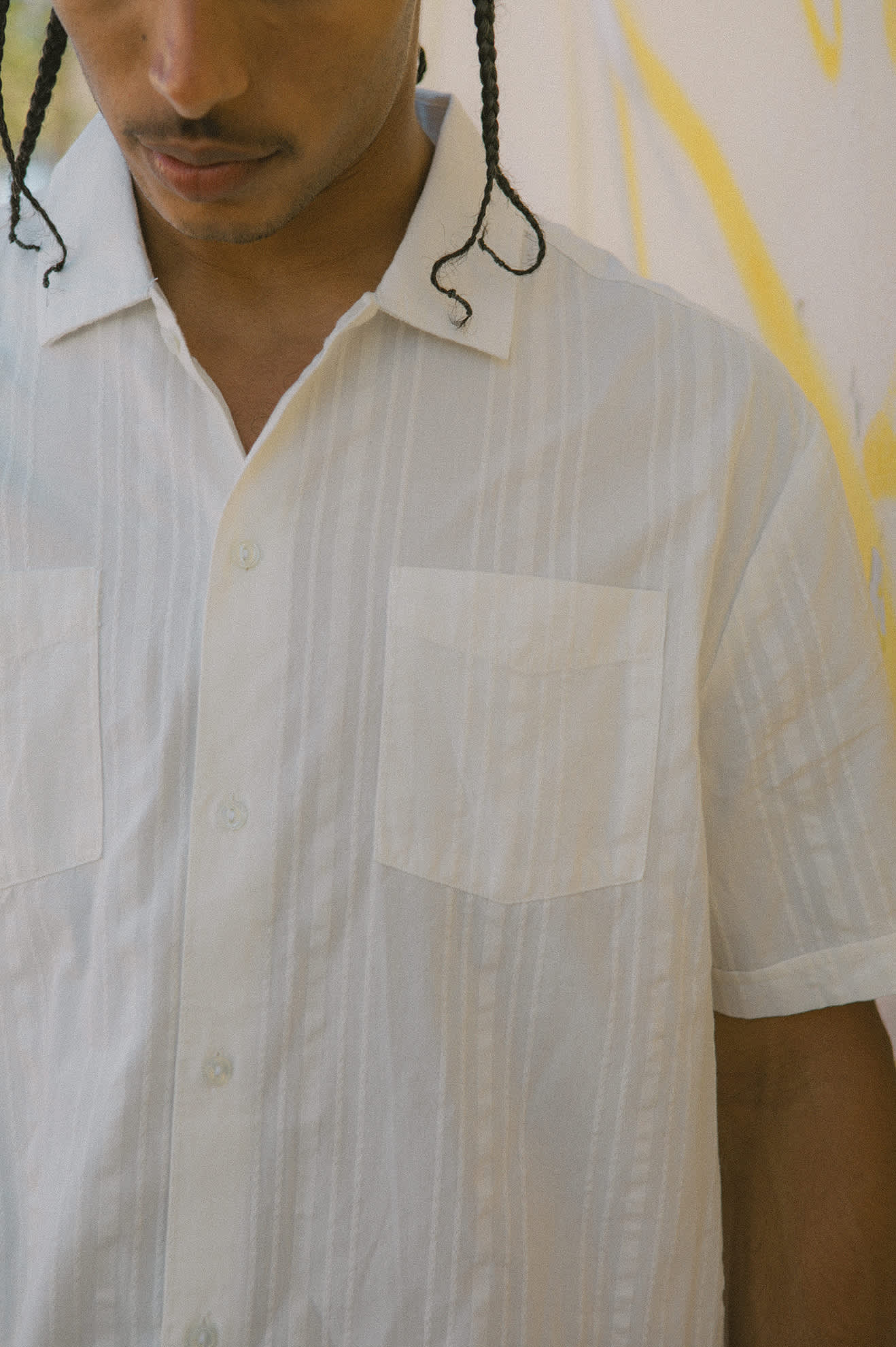 brixton-cru-kurzarmhemd-off-white-streifen-dobby image 8