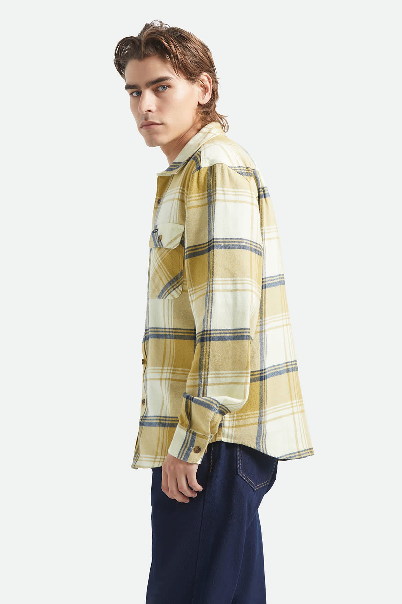 brixton-bowery-flanellhemd-yellow-dusted-ochre-baumwolle image 3