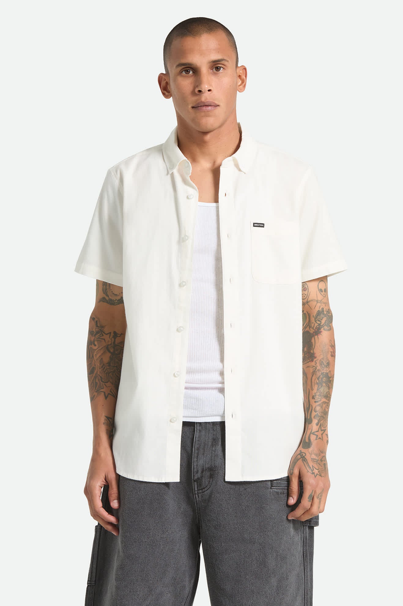 brixton-sanford-oxford-woven-hemd-off-white-herren image 2