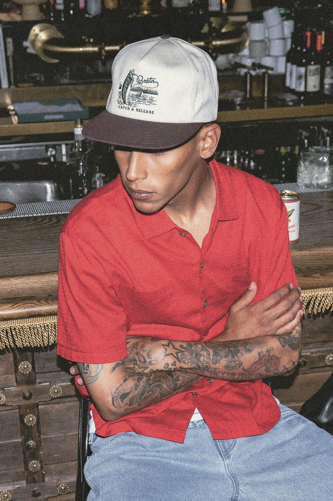 brixton-catch-and-release-snapback-cap-off-white-brown image 2