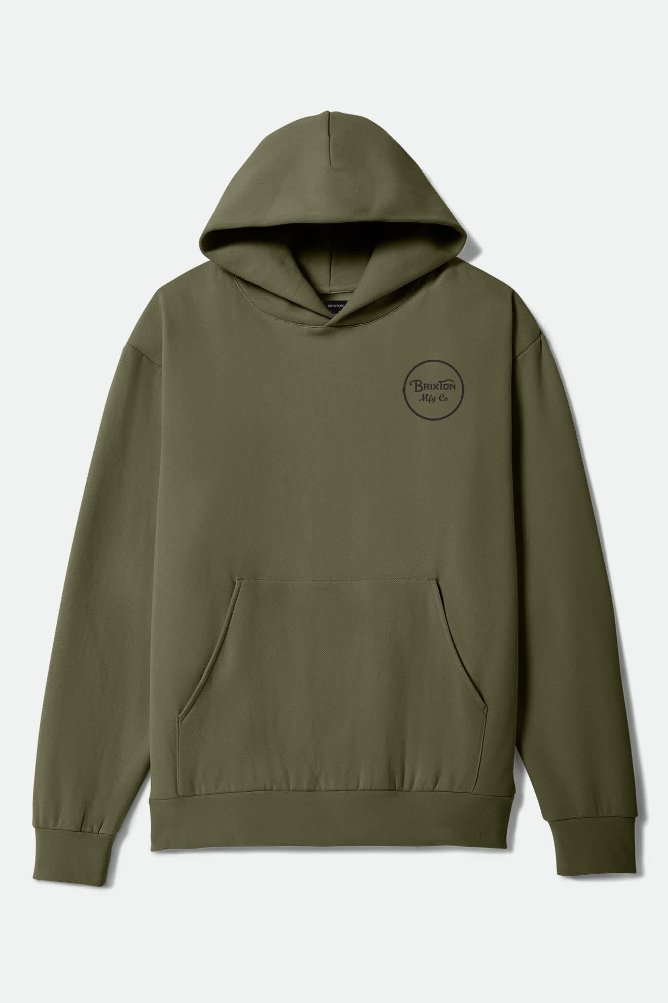 brixton-wheeler-hoodie-kapuzenpullover-army-black-baumwolle image 2