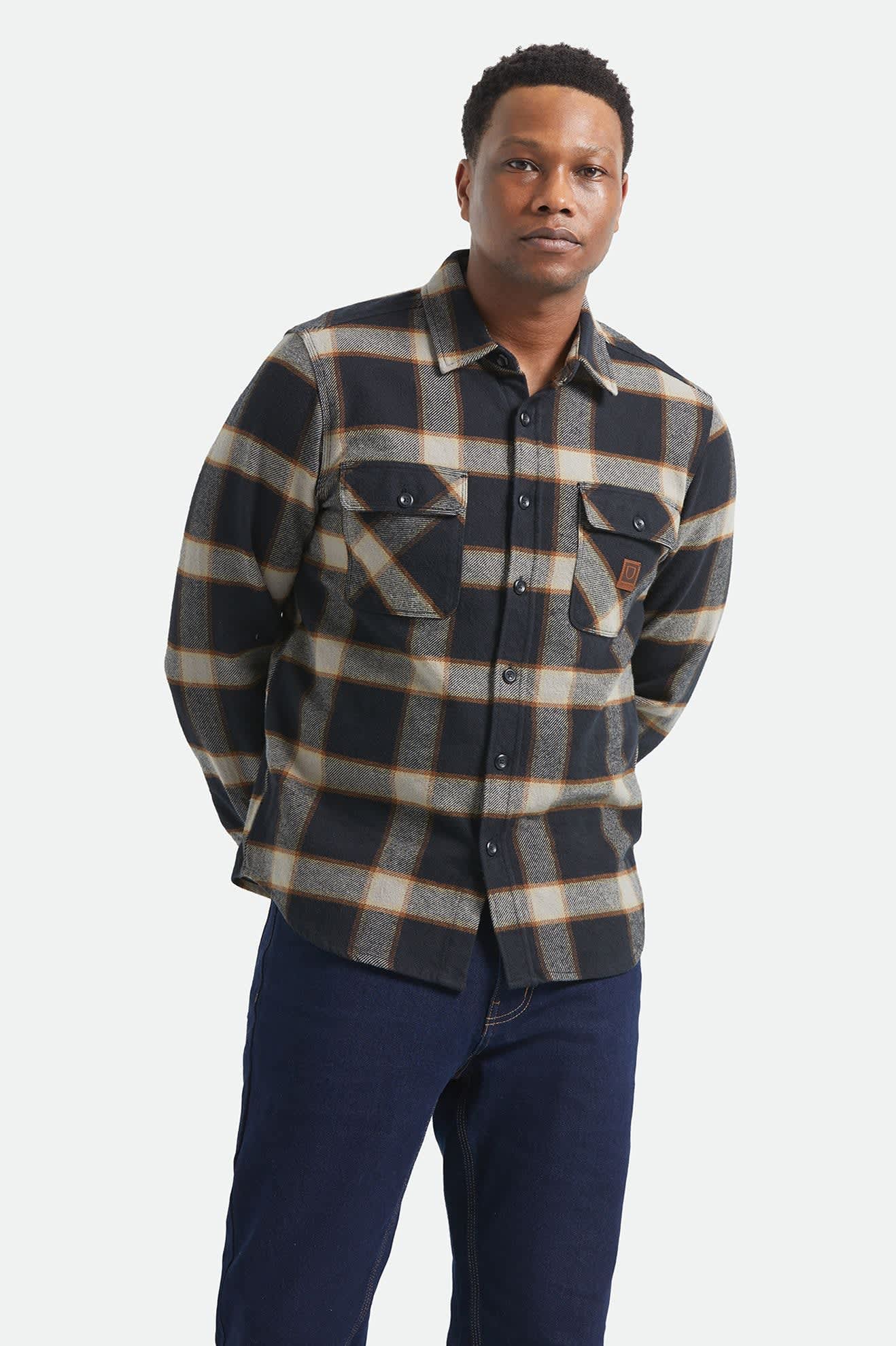 brixton-bowery-flannel-herren-flanellhemd-black-cream image 2