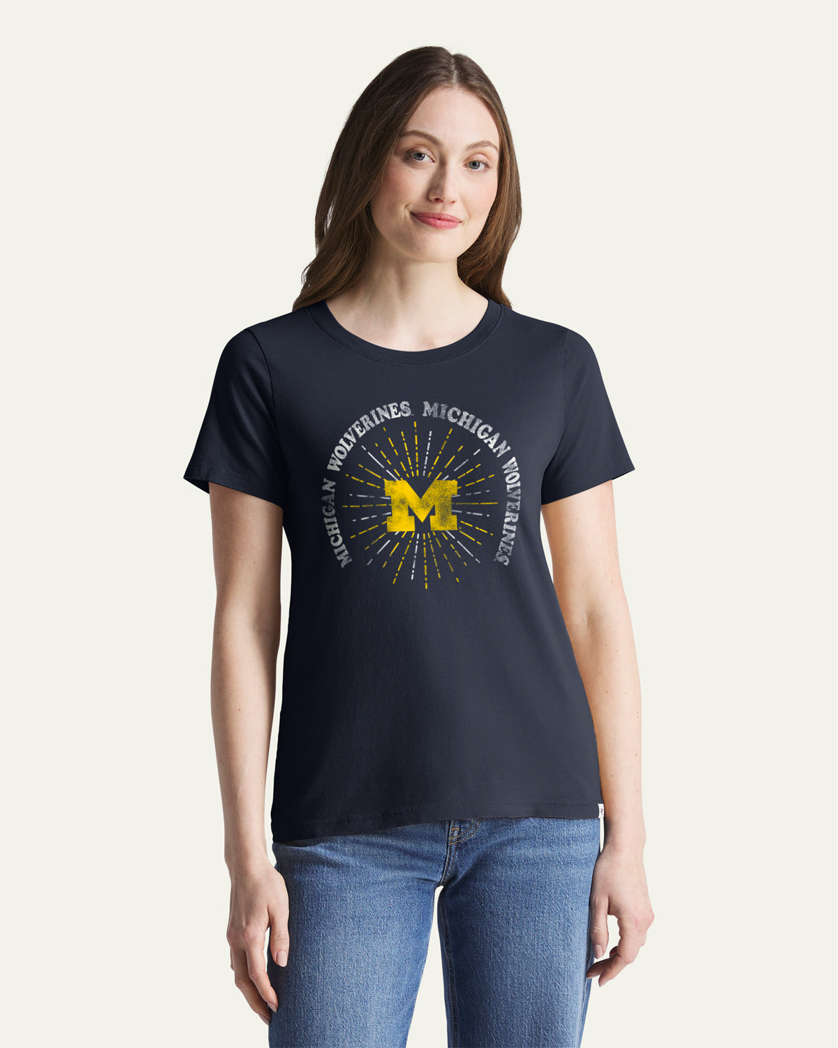47-foundation-michigan-wolverines-shine-lines-t-shirt-damen-navy image 1