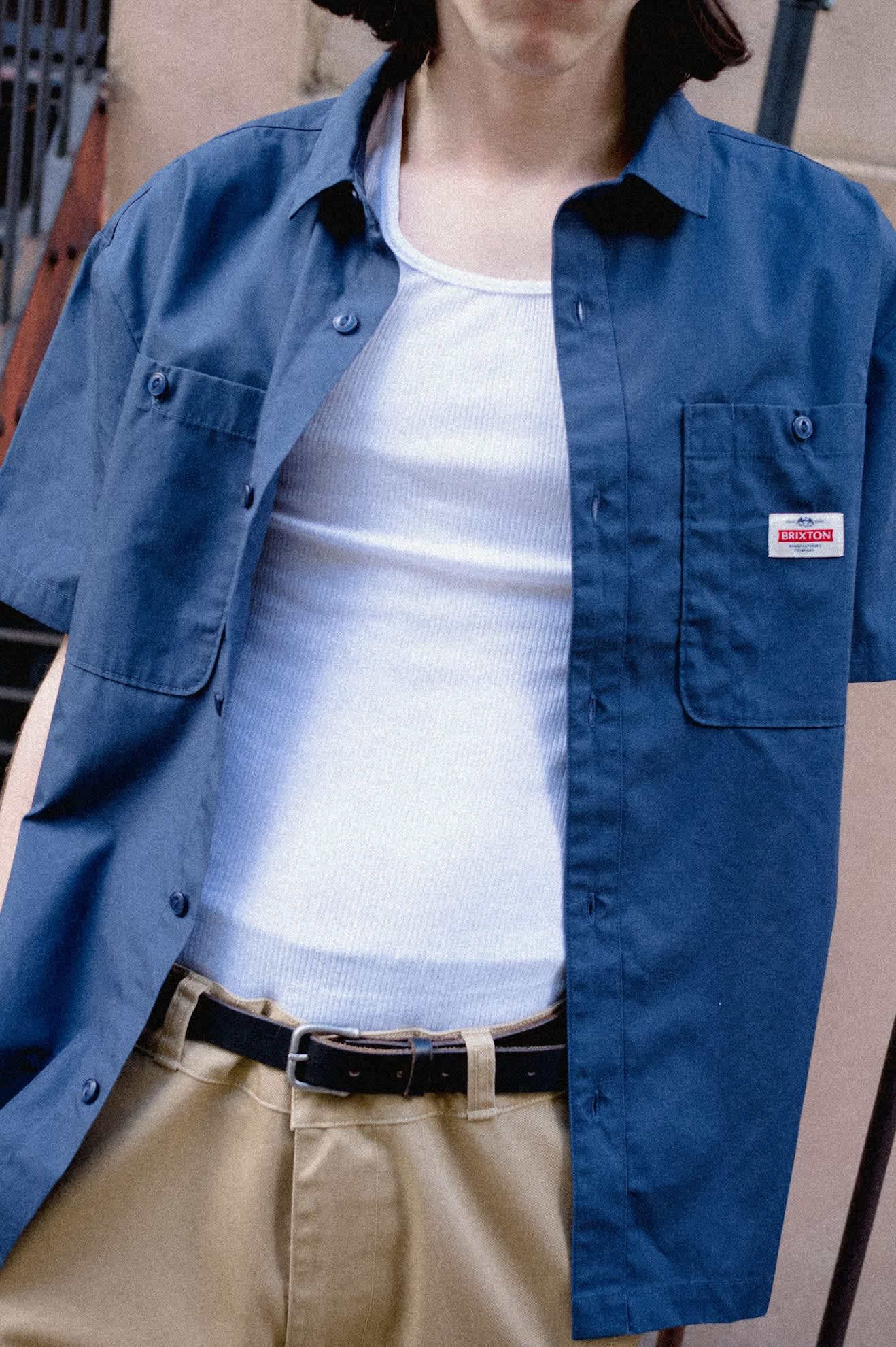 brixton-trademark-kurzarm-hemd-washed-navy-twill image 7