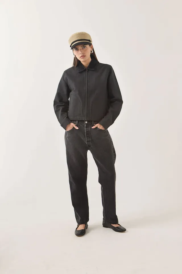 brixton-mechanics-garage-zip-jacke-damen-schwarz-canvas image 1