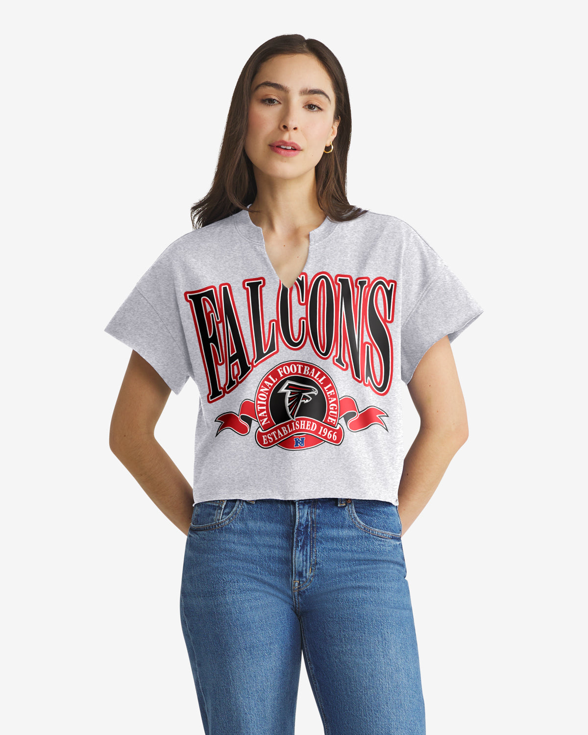 47-falcons-banners-out-notch-neck-t-shirt-grau-damen image 1