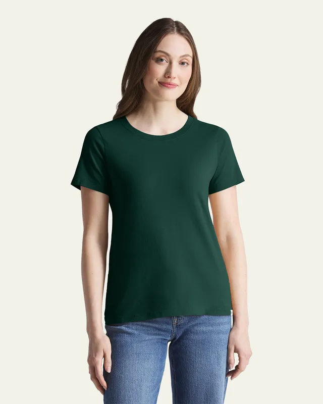 47-basics-everyday-t-shirt-dark-green-damen-baumwolle image 1