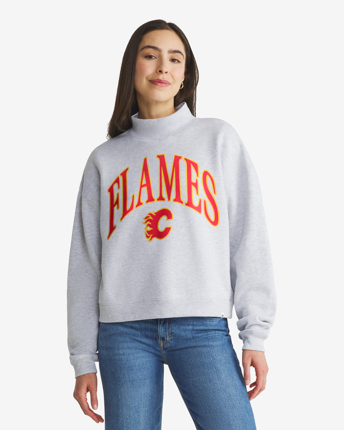47-mock-neck-calgary-flames-pullover-relay-grey-damen image 1
