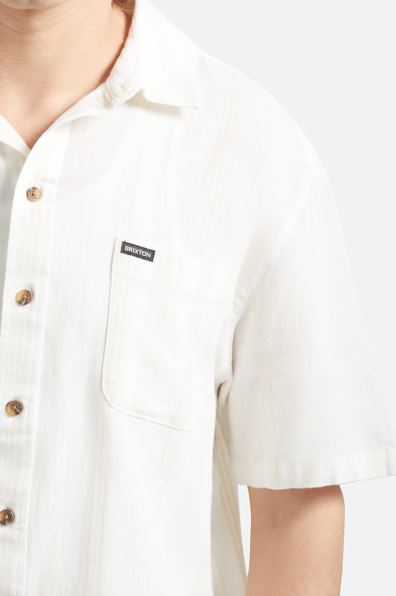 brixton-cru-kurzarmhemd-off-white-streifen-dobby image 4