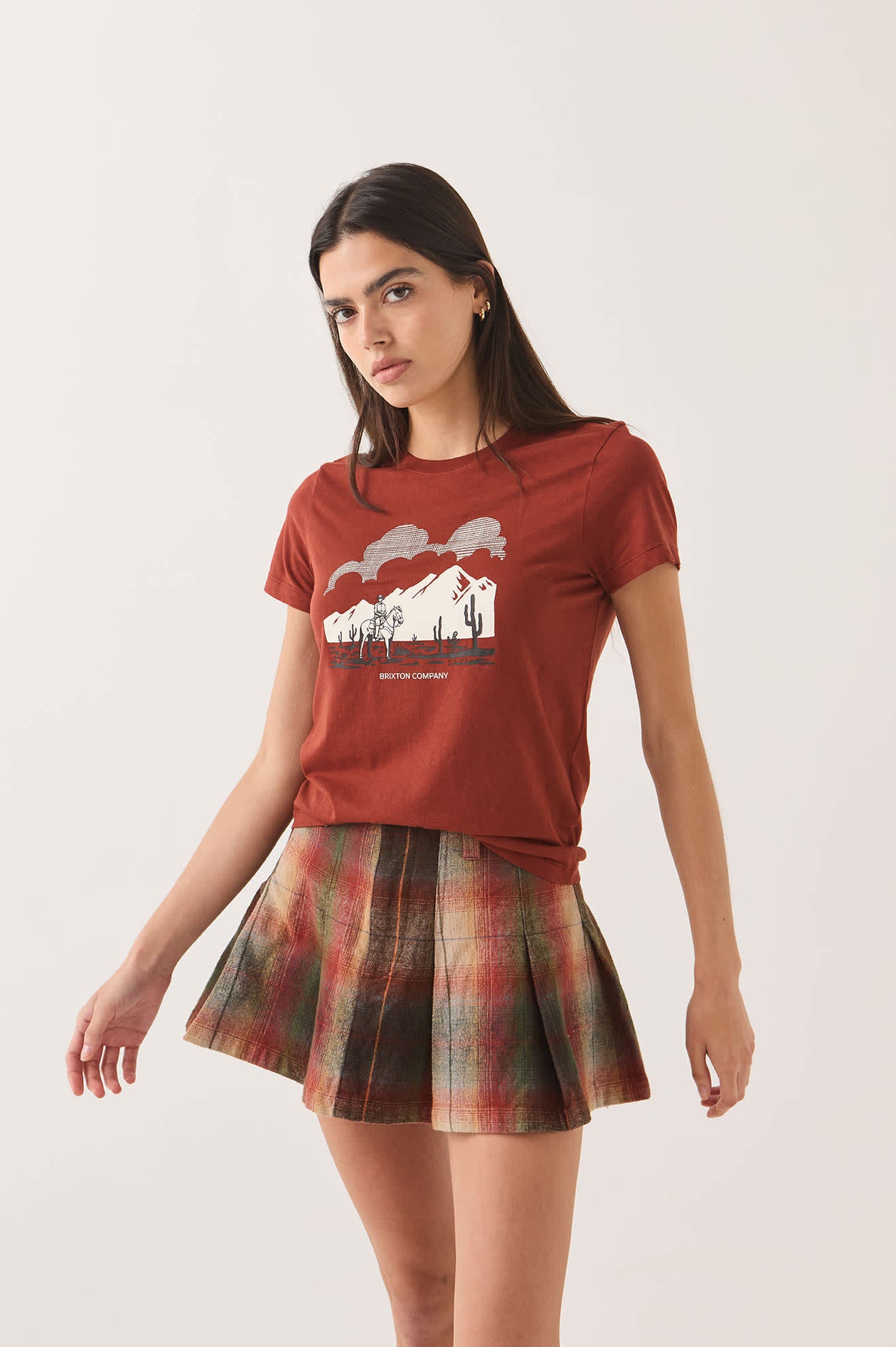 brixton-great-springs-slim-t-shirt-dark-brick-damen image 3