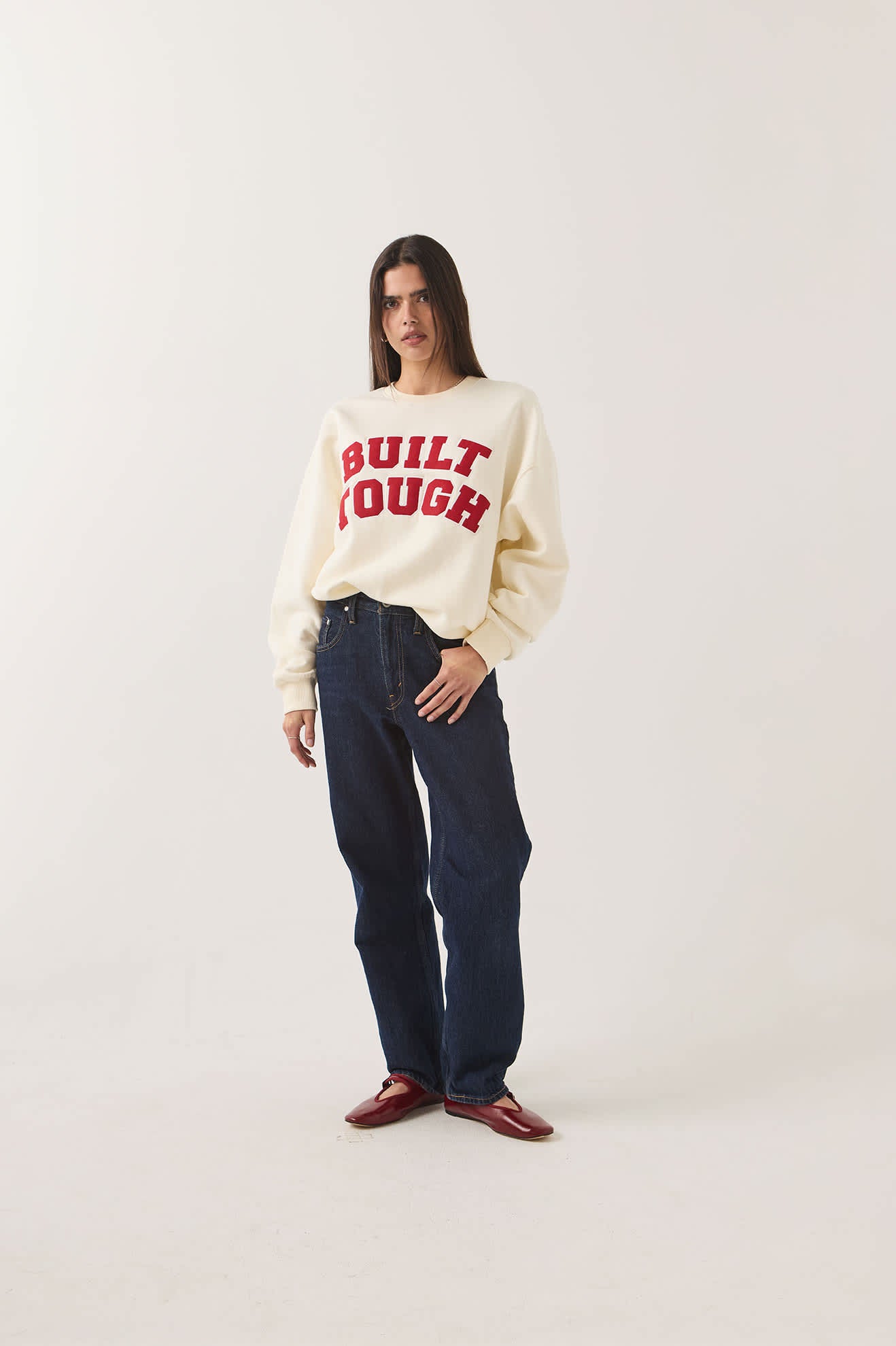 brixton-ford-built-tough-crew-sweatshirt-wimbledon-white image 1