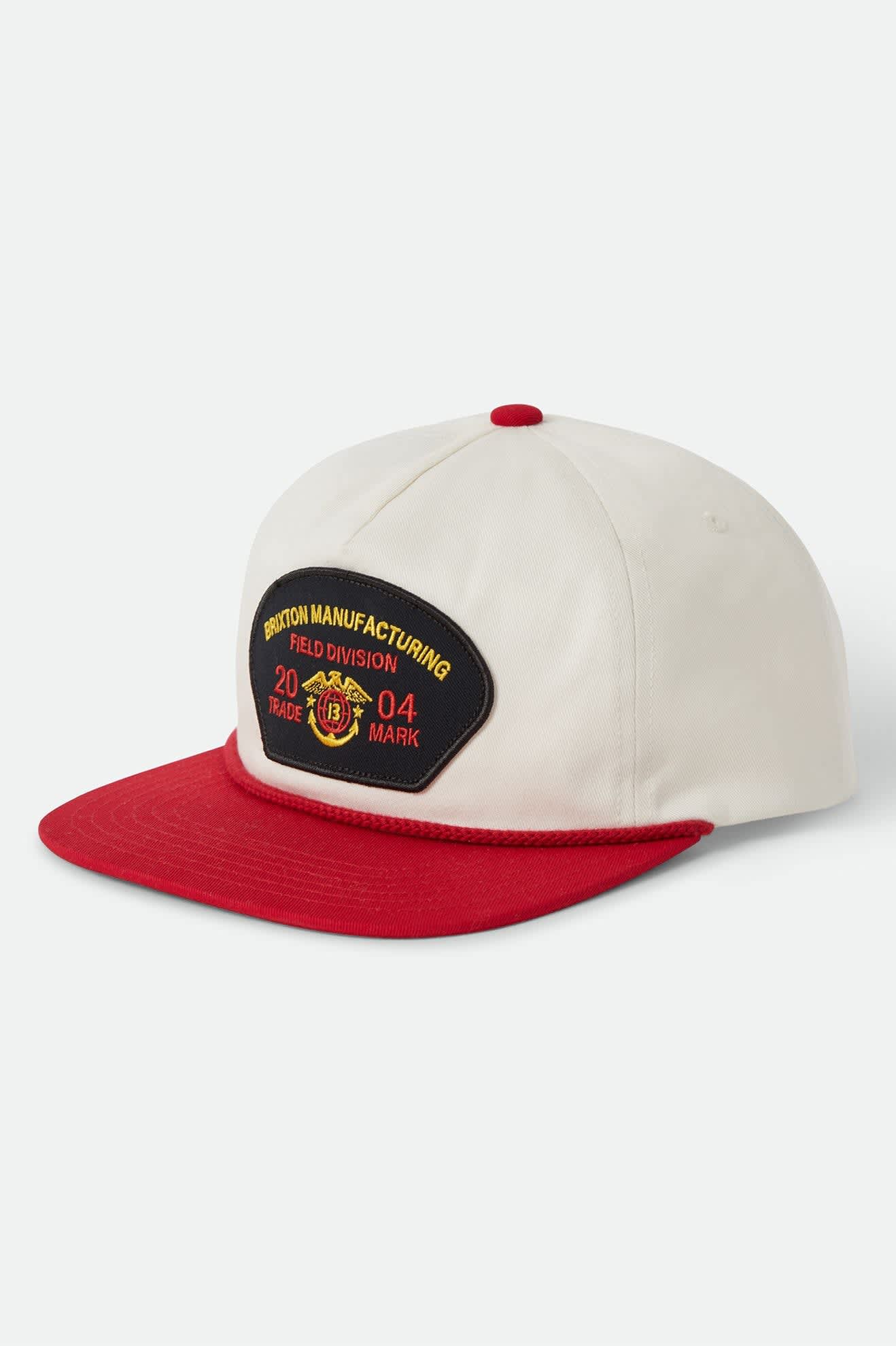 brixton-division-netplus-snapback-cap-off-white-red-baumwolle image 1