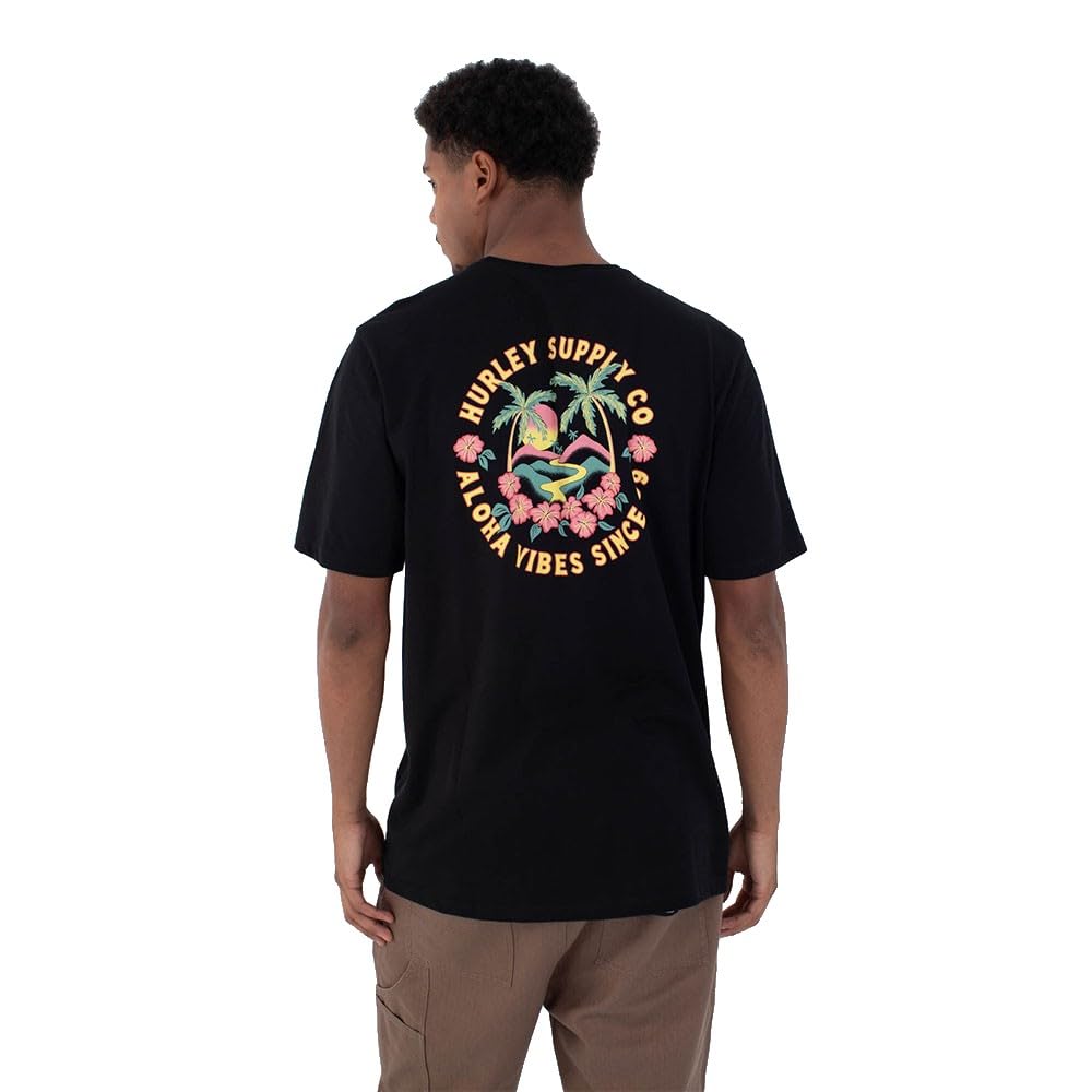 hurley-hawaiian-island-t-shirt-herren-rot-print-rundhals image 2
