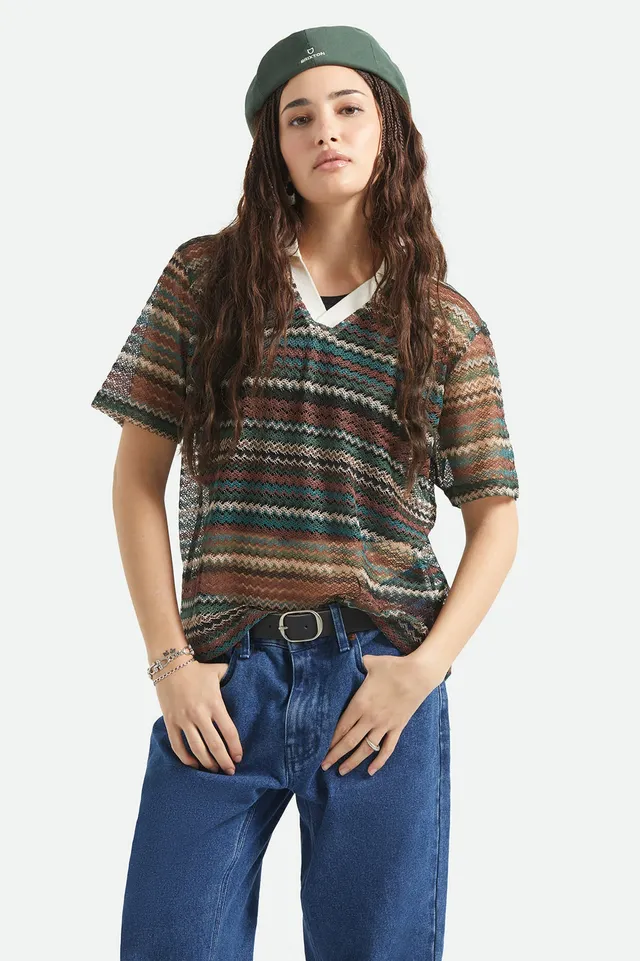 brixton-varsity-t-shirt-multi-retro-stripe-polyester image 1