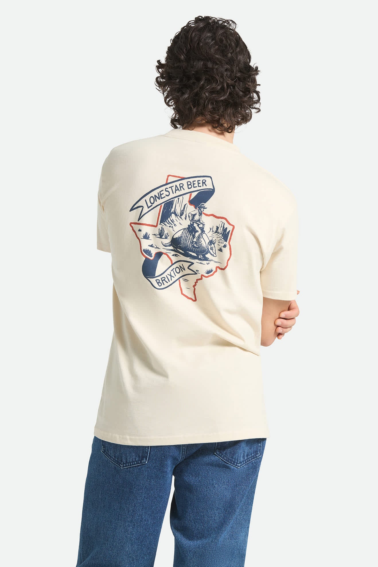 brixton-lone-star-armadillo-t-shirt-herren-creme-mit-backprint image 3