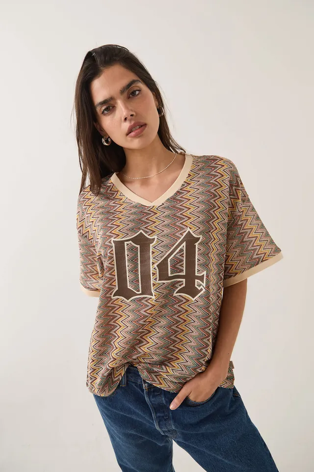brixton-football-mesh-jersey-oversized-multi-color-zigzag-mesh image 1