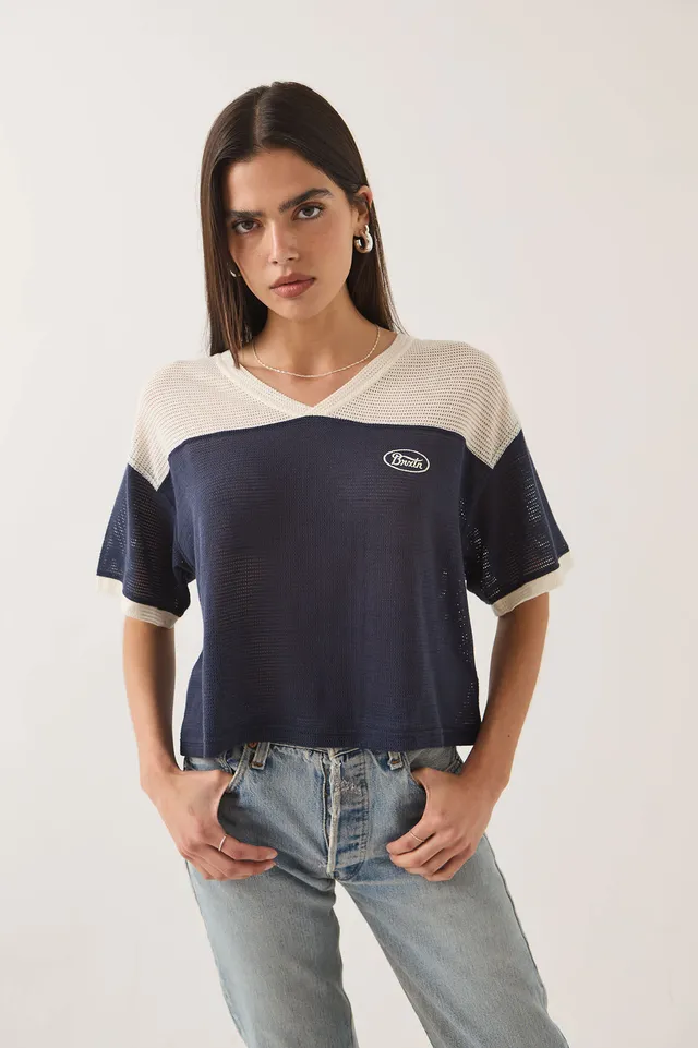 brixton-varsity-mesh-t-shirt-off-white-washed-navy-mesh image 1