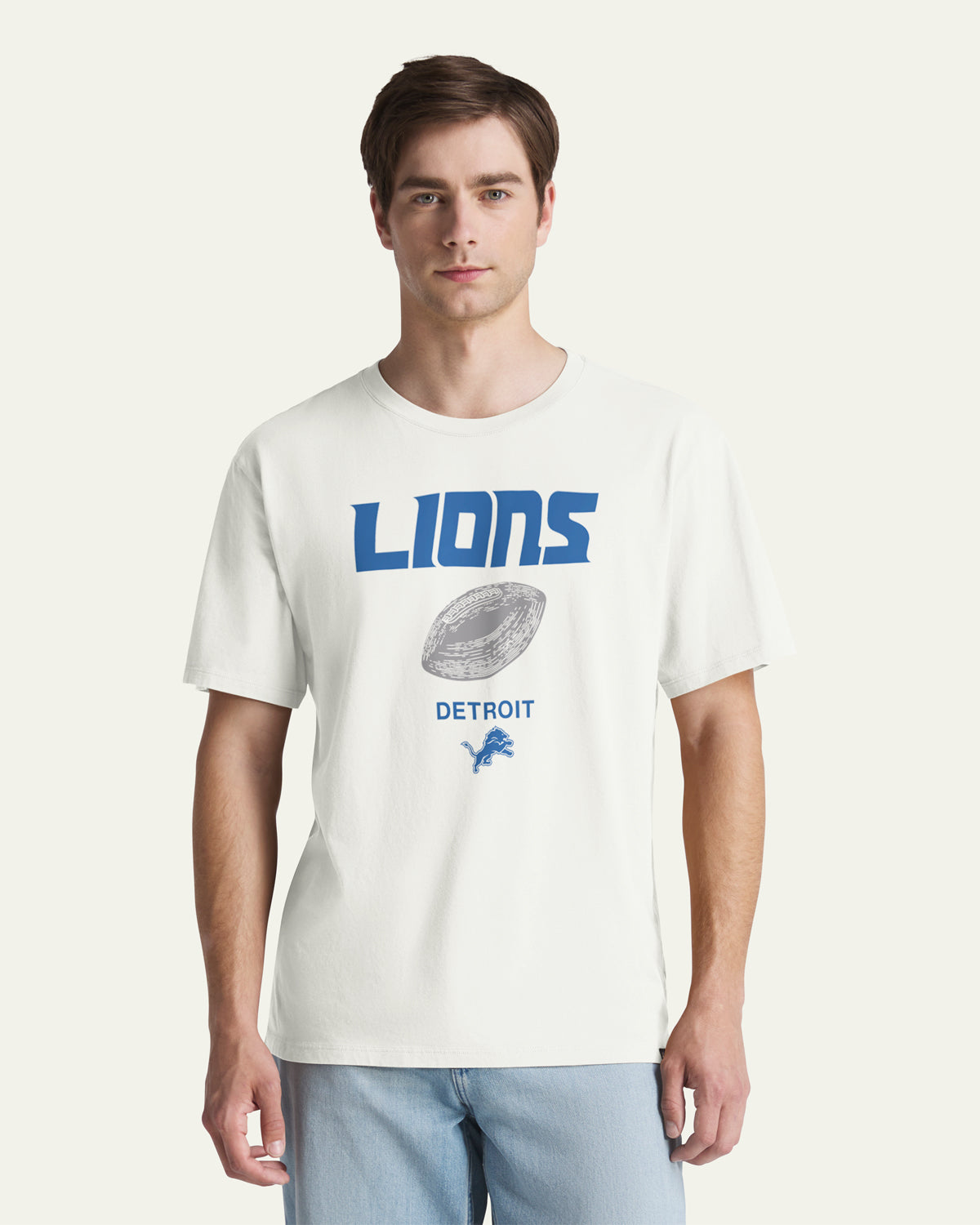 47-brand-foundation-detroit-lions-play-block-t-shirt-sandstone-baumwolle image 1