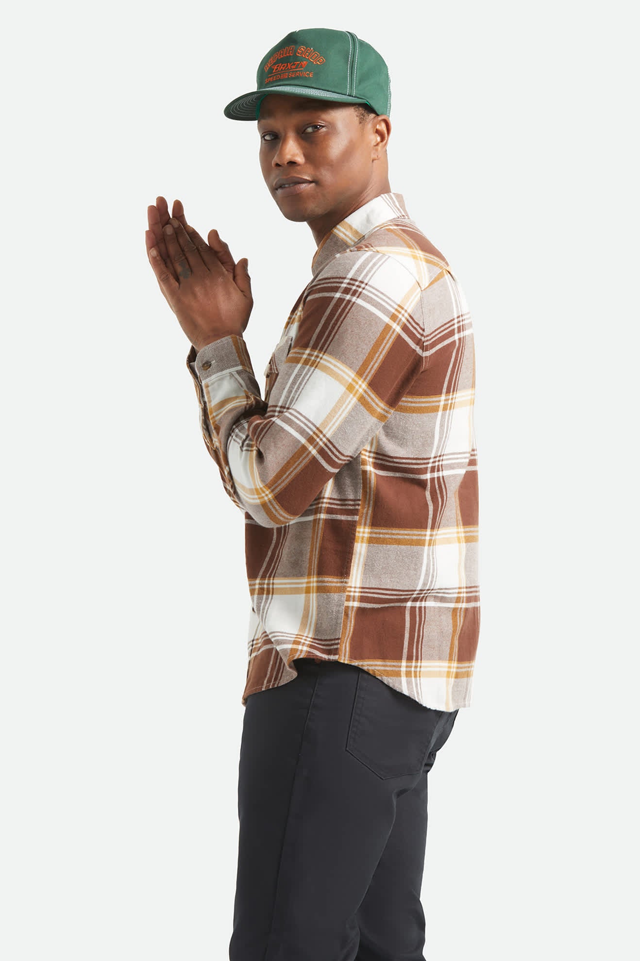 brixton-bowery-flanellhemd-chocolate-off-white-baumwolle image 3