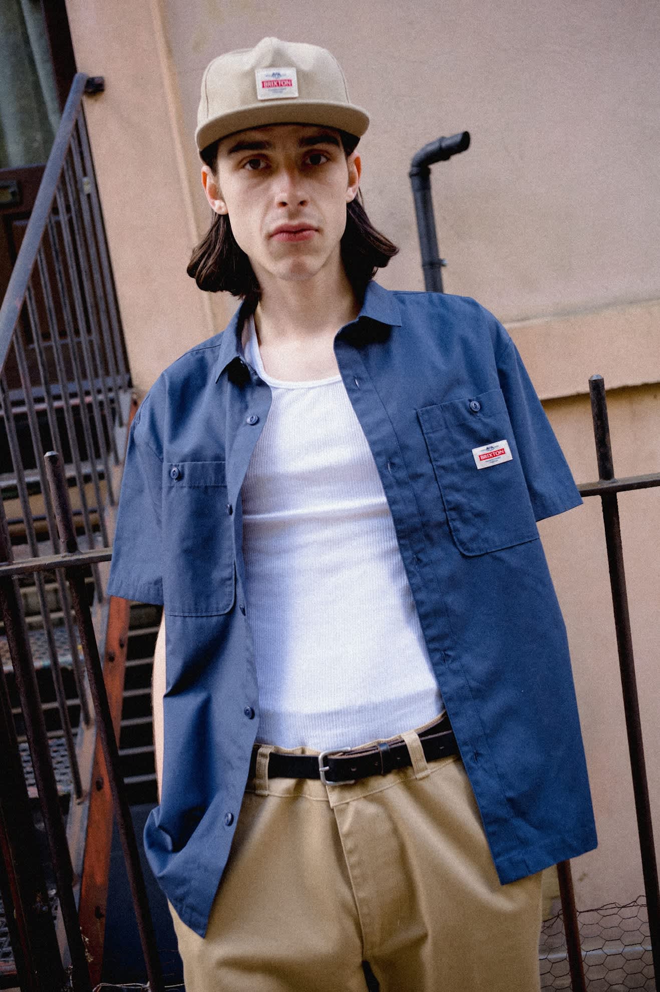 brixton-trademark-kurzarm-hemd-washed-navy-twill image 6