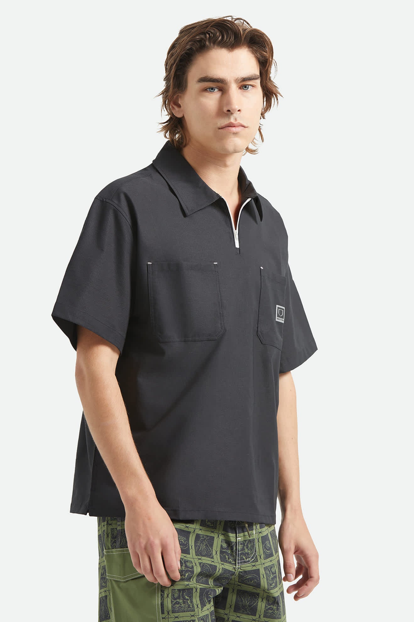 brixton-journey-cropped-shirt-1-2-zip-schwarz-polyester image 3
