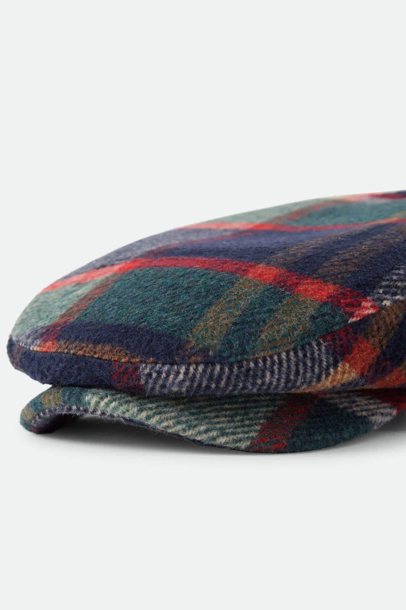brixton-hooligan-flat-cap-navy-green-red-karo-schieberm-tze image 6