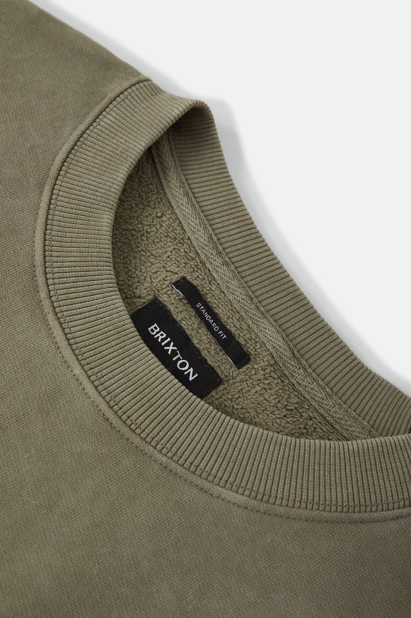 brixton-baseline-crew-sweatshirt-olive-vintage-wash image 6