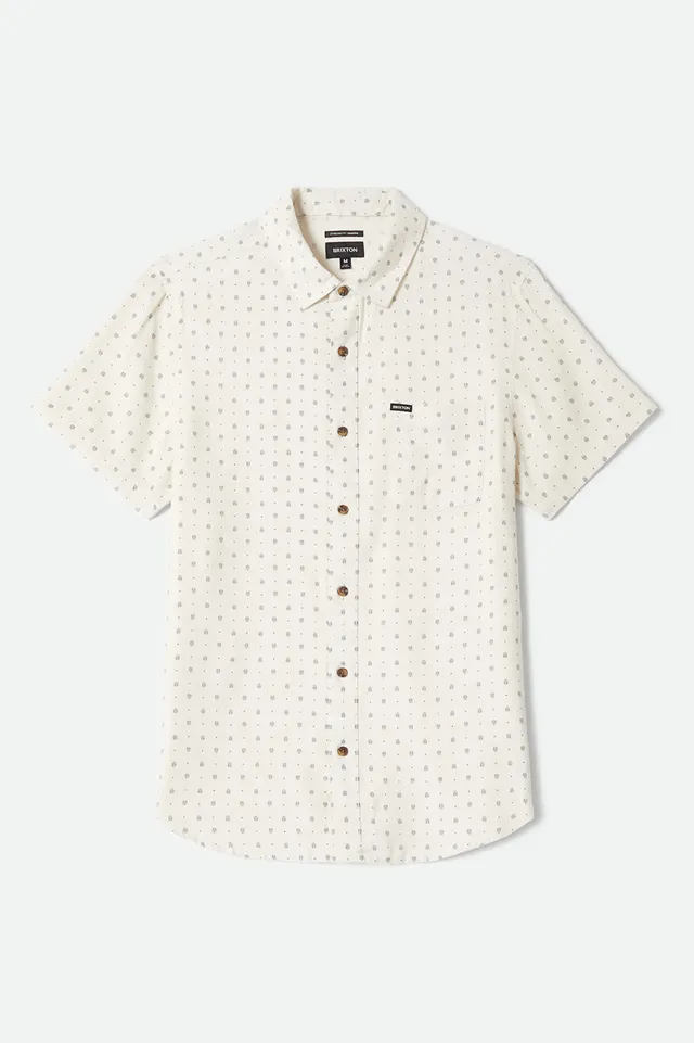 brixton-charter-slub-kurzarmhemd-off-white-micro-geo image 1