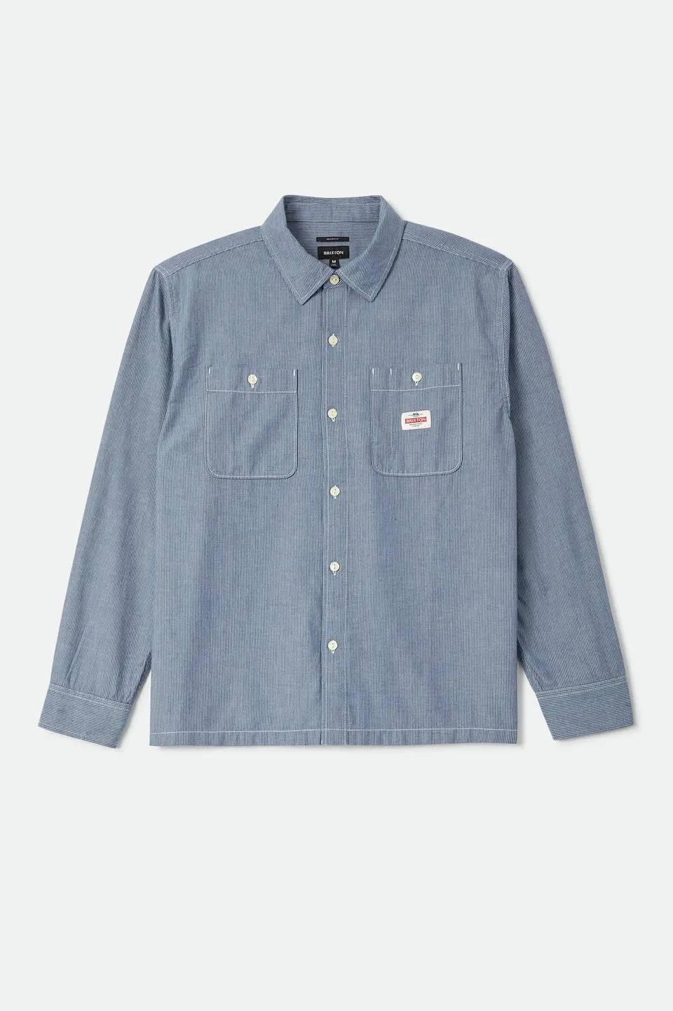 brixton-trademark-langarmhemd-blue-chambray-micro-stripe image 1