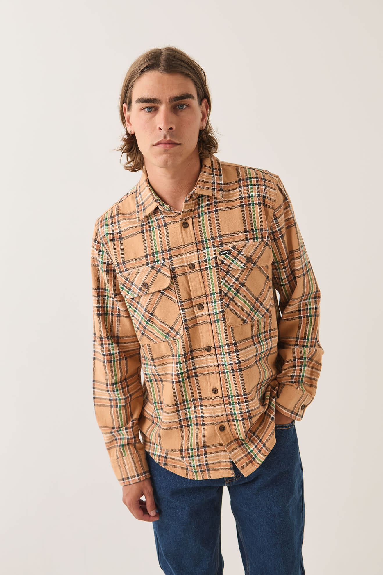 brixton-bowery-flannel-khaki-multi-karohemd-herren image 4