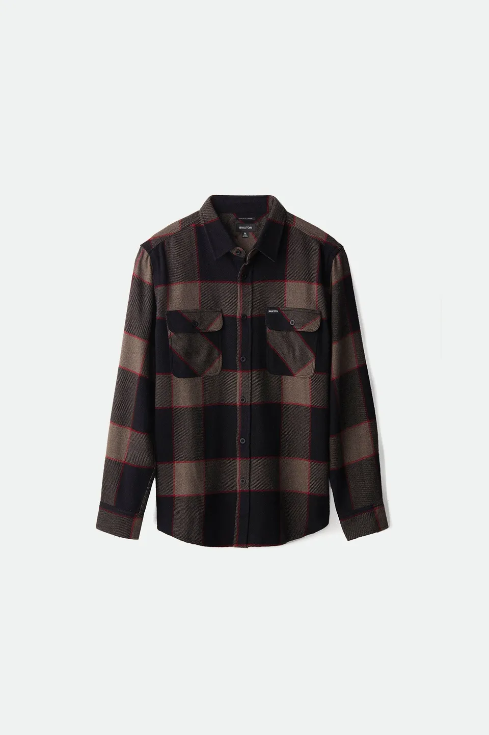 brixton-bowery-flanellhemd-heather-grey-charcoal-kariert image 1