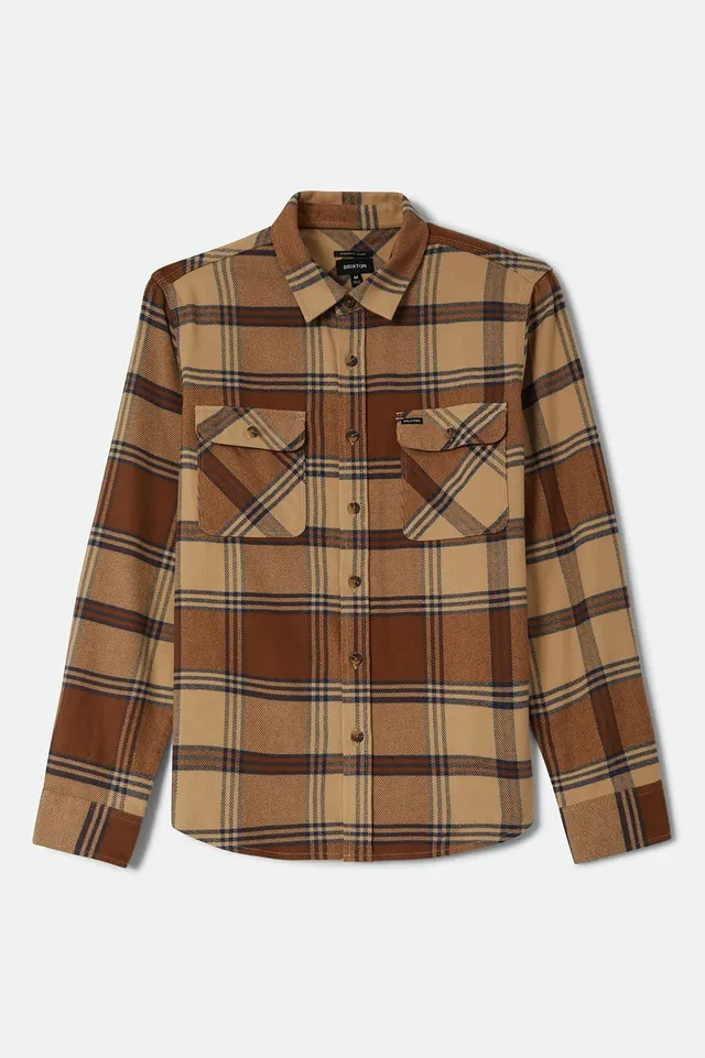 brixton-bowery-flannel-hemd-sand-bison-kariert image 1