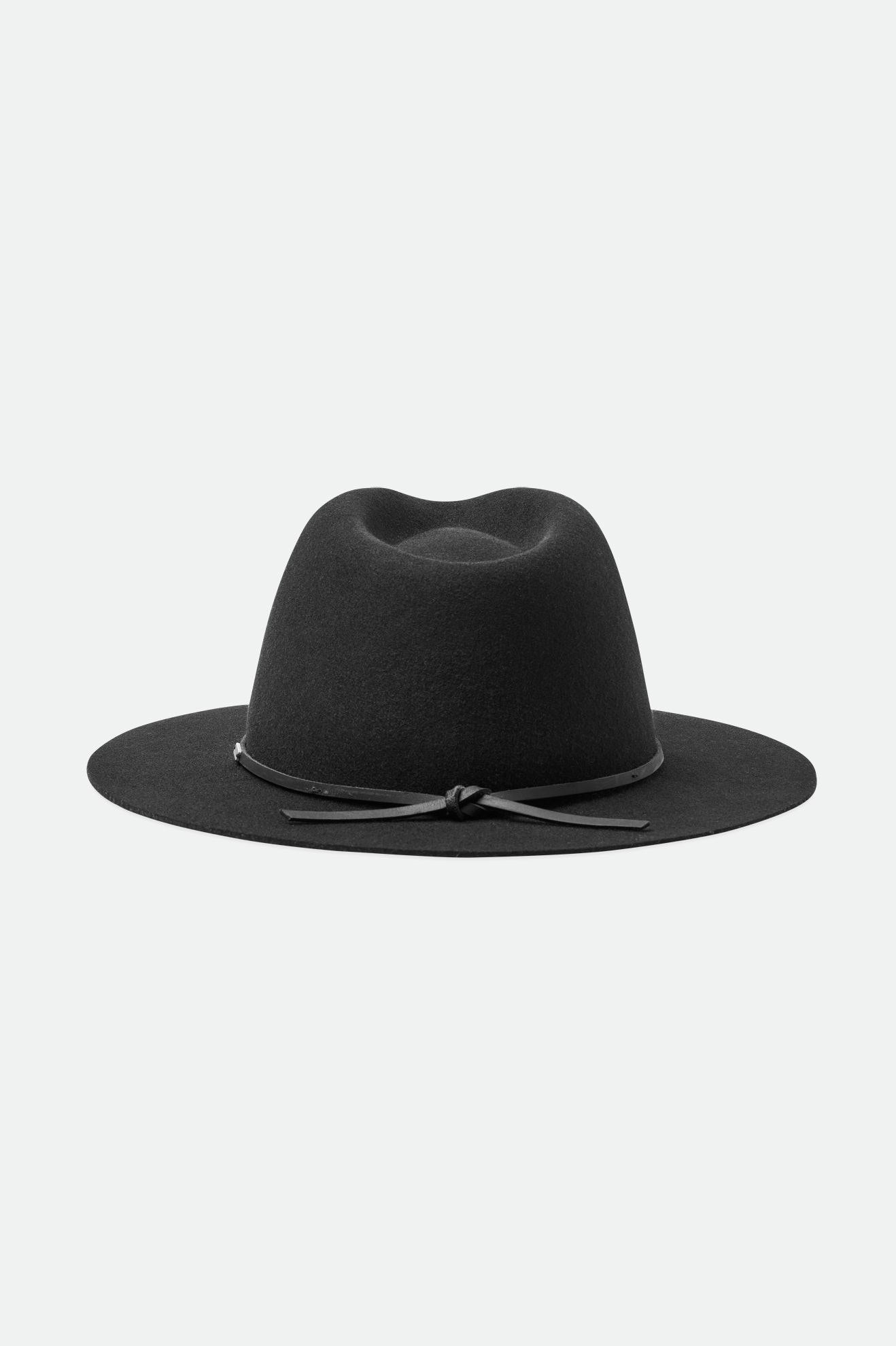 brixton-wesley-fedora-black-wollfilzhut-lederband image 2
