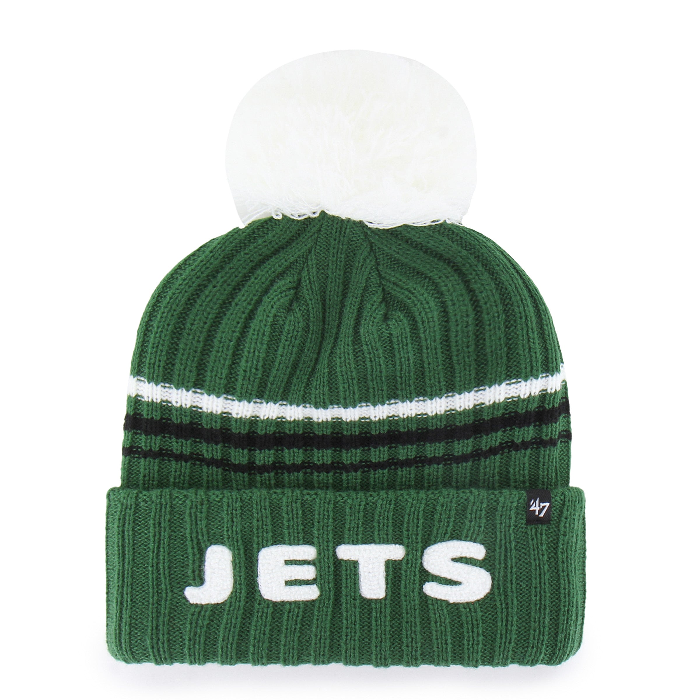 47-knits-fuzzy-script-beanie-new-york-jets-gr-n-damen image 1