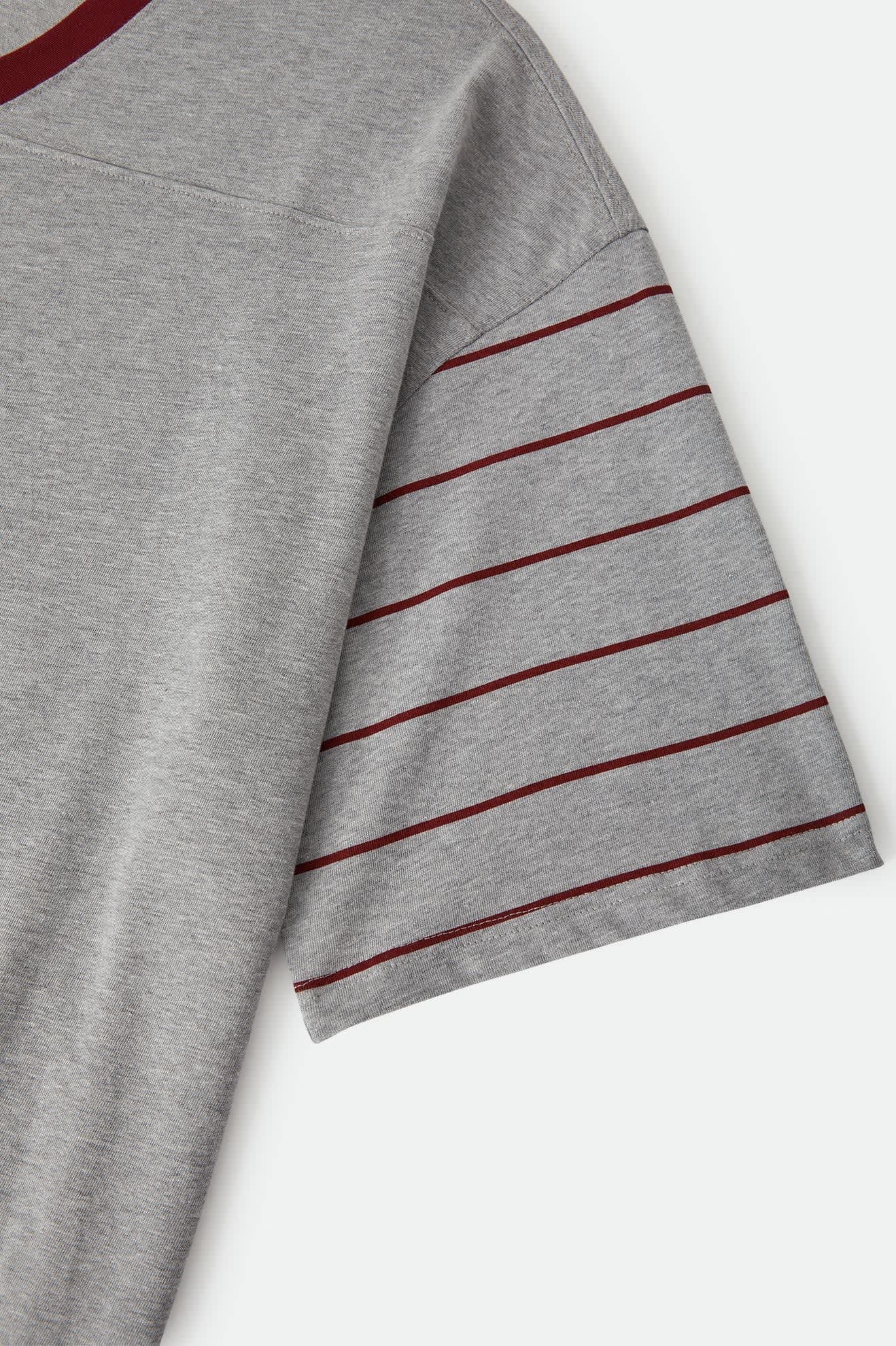 brixton-football-t-shirt-heather-grey-maroon-v-neck image 7