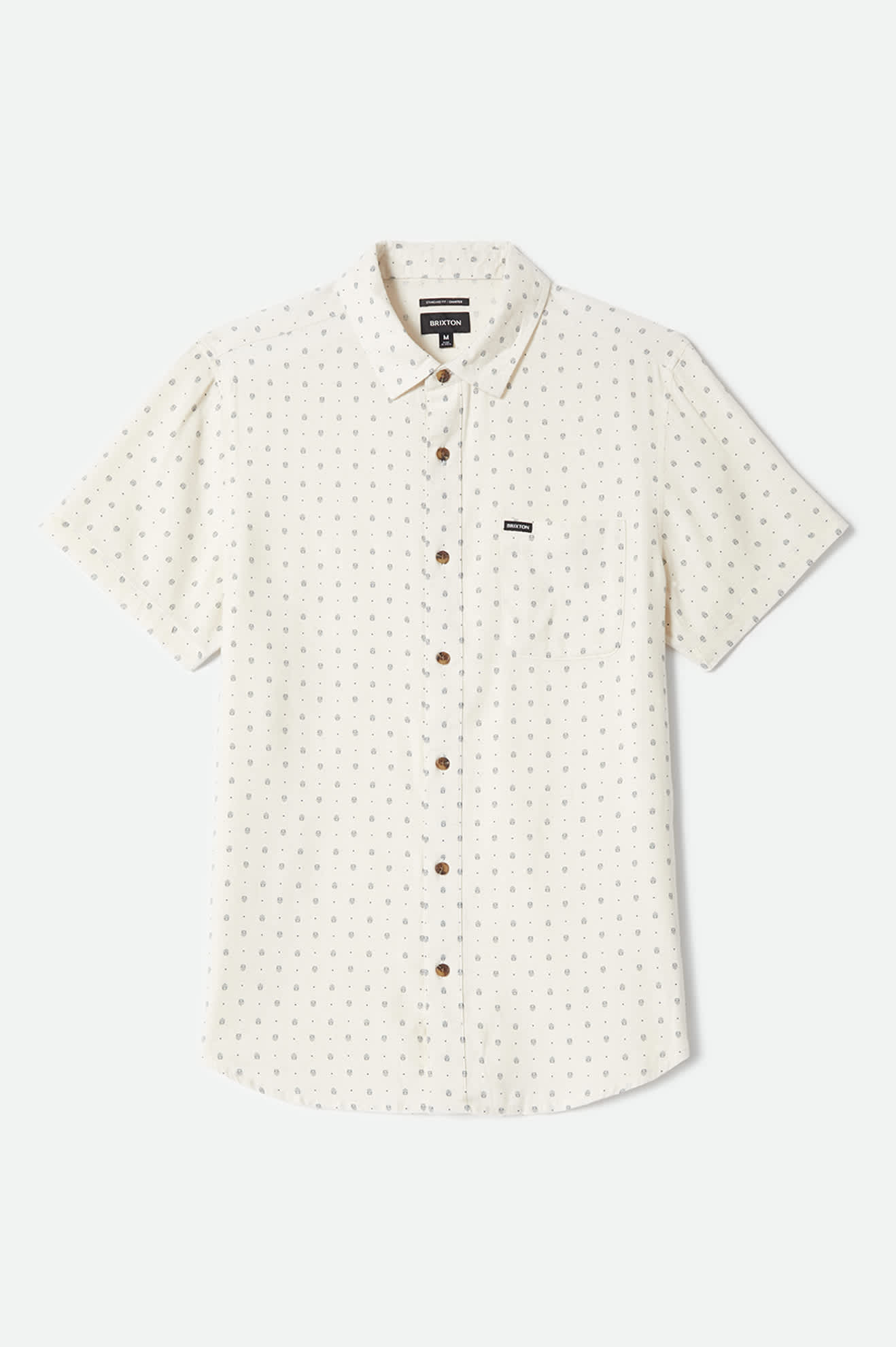 brixton-charter-slub-kurzarmhemd-off-white-micro-geo image 1