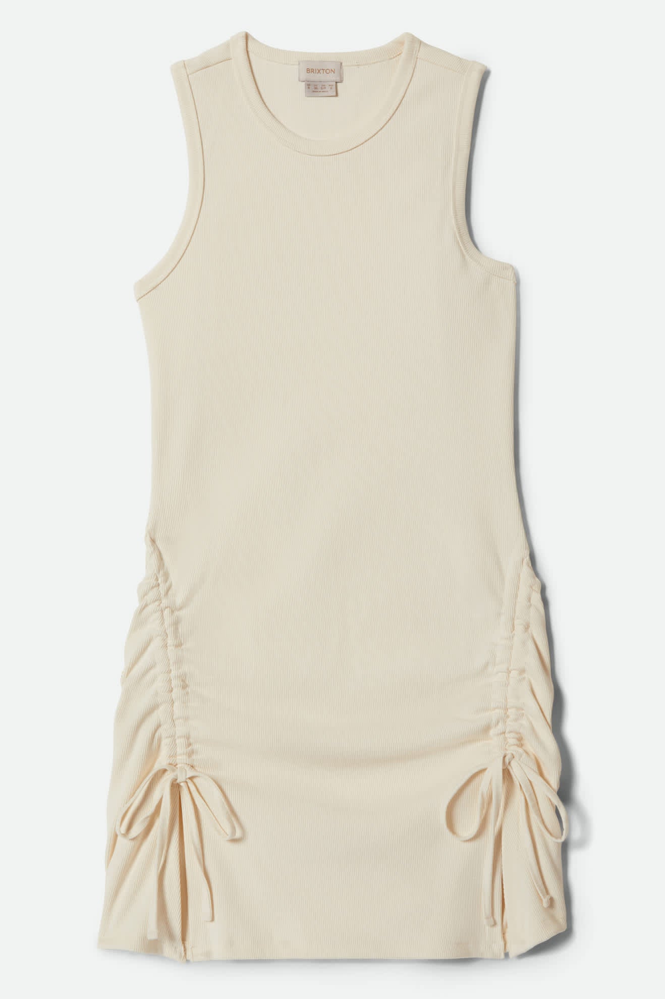 brixton-ribbed-cinch-mini-dress-off-white-ripp-baumwolle image 2