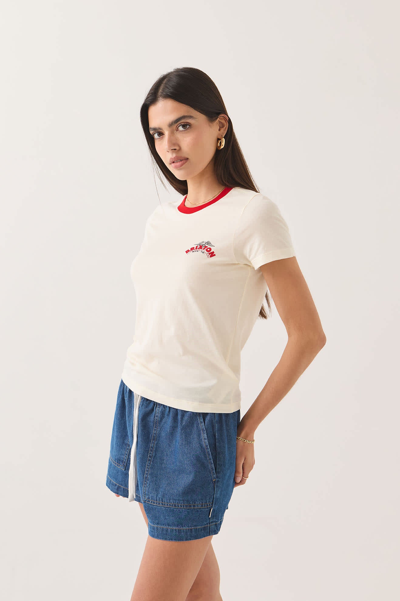 brixton-banner-slim-crew-t-shirt-off-white-baumwolle image 3