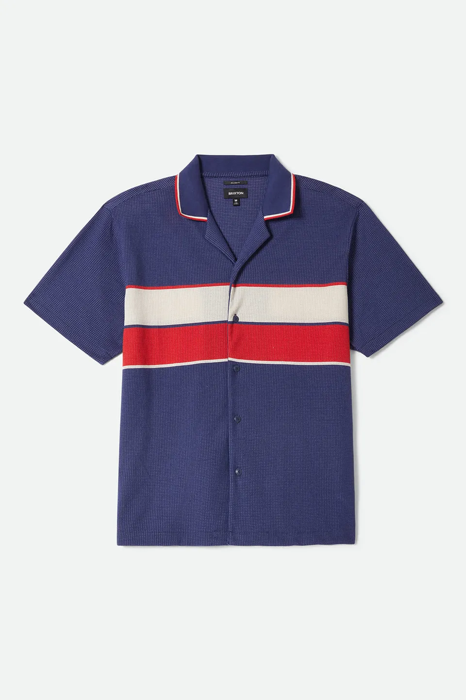 brixton-bunker-mesh-kurzarmhemd-washed-navy-streifen image 1