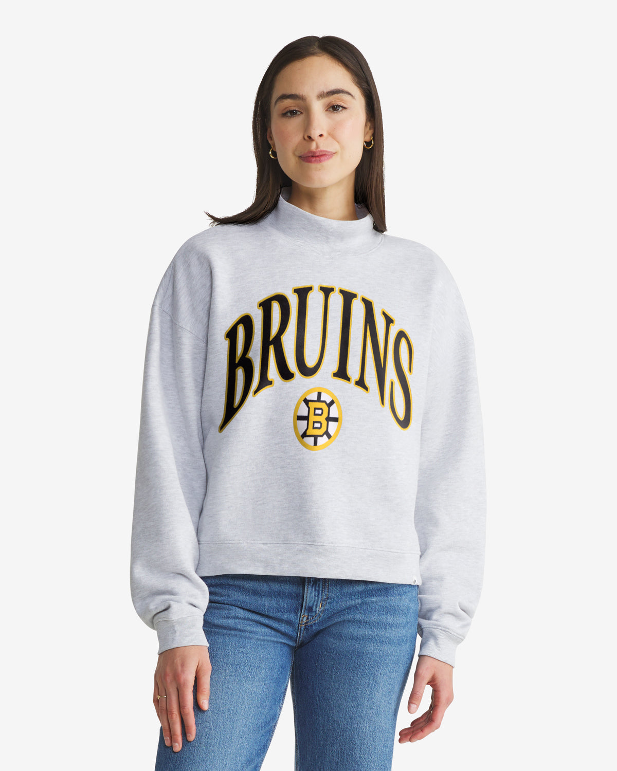 47-headline-crew-boston-bruins-mock-pullover-sweatshirt-relay-grey image 1