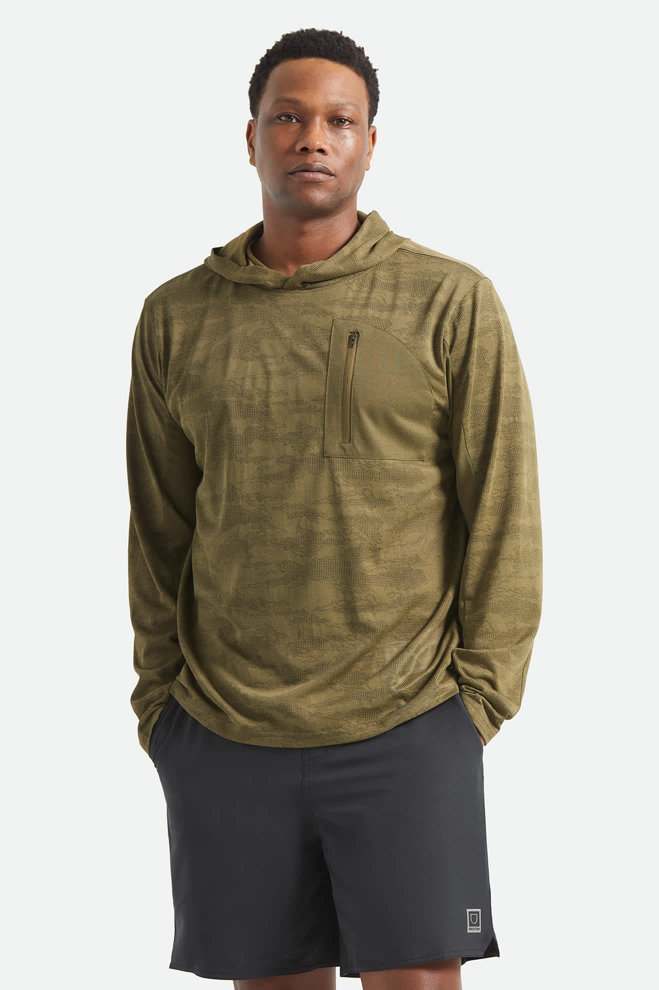 brixton-journey-sun-hoodie-olive-tiger-camo-upf image 2