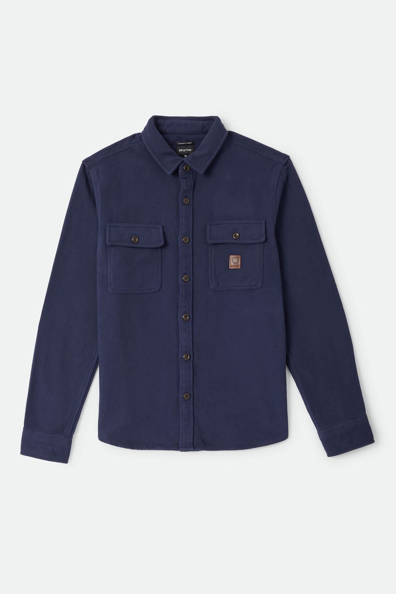 brixton-bowery-heavyweight-flanellhemd-washed-navy-wolle image 1